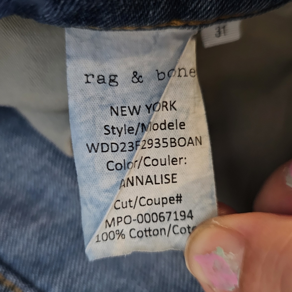 Rag & Bone Logan Mid-Rise Wide Leg Jeans Size 31 Tag, 34 Measurments - Picture 8 of 12